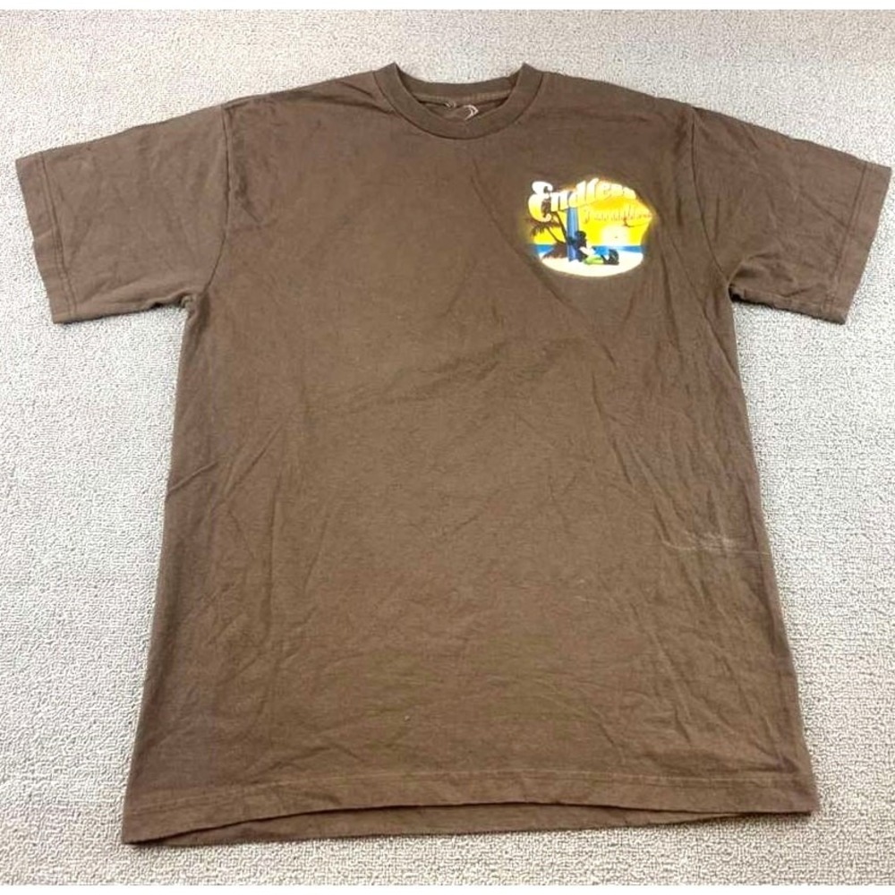 Disney Men's Size Large Brown Endless Paradise Mickey Mouse Sunset Graphic Tee